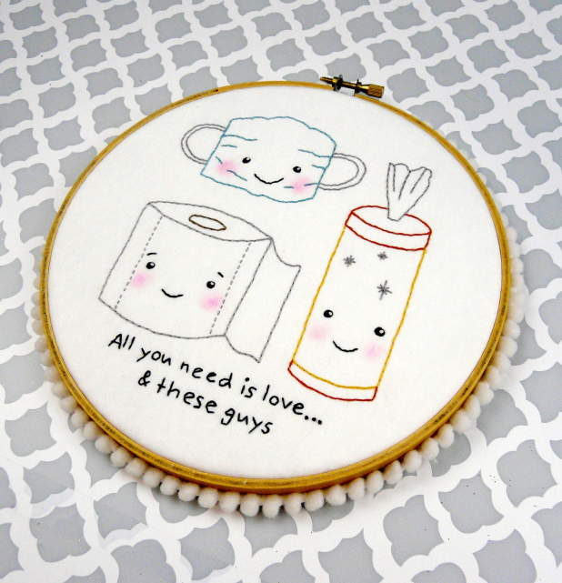 Toilet paper mask wipes pandemic fun pattern