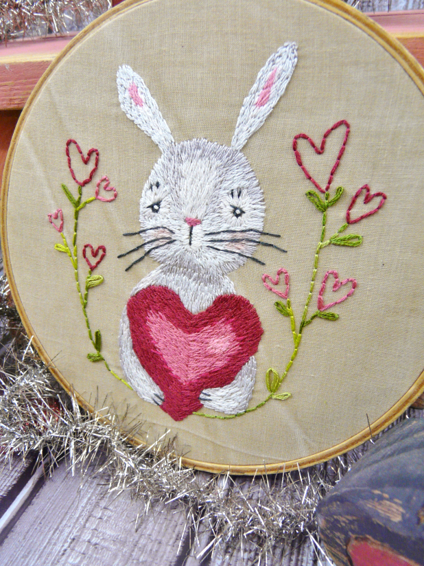 embroidery valentine rabbit pattern