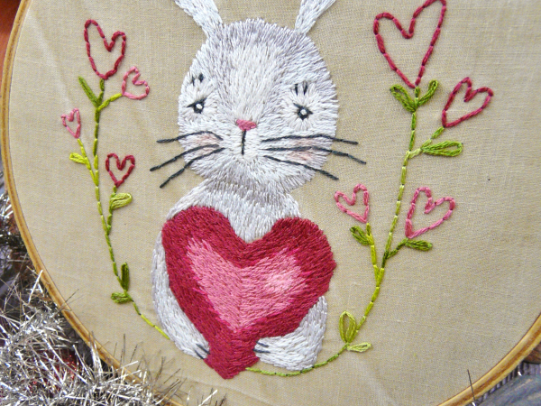embroidery valentine rabbit pattern