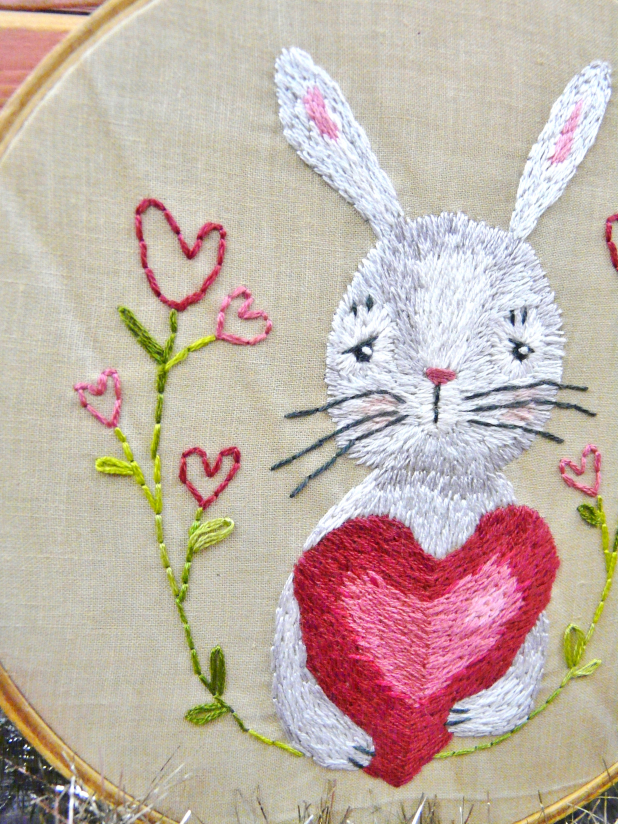 embroidery valentine rabbit pattern