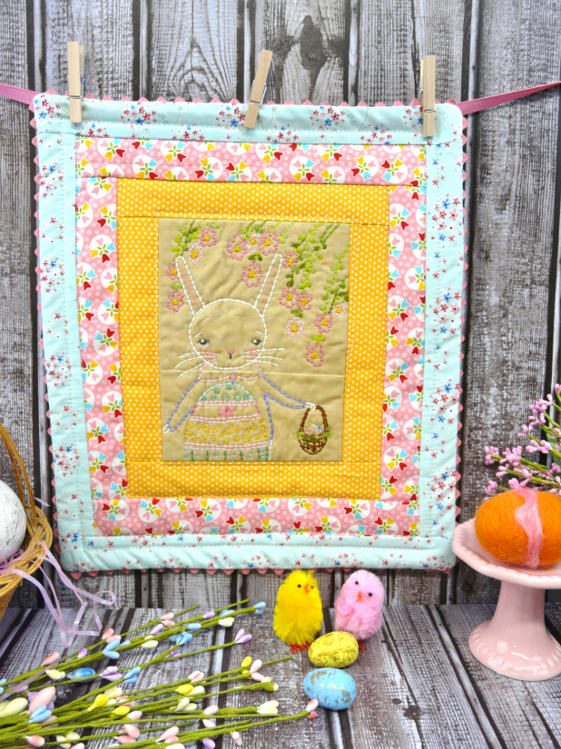 bunny & eggs easter embroidery quilt pattern