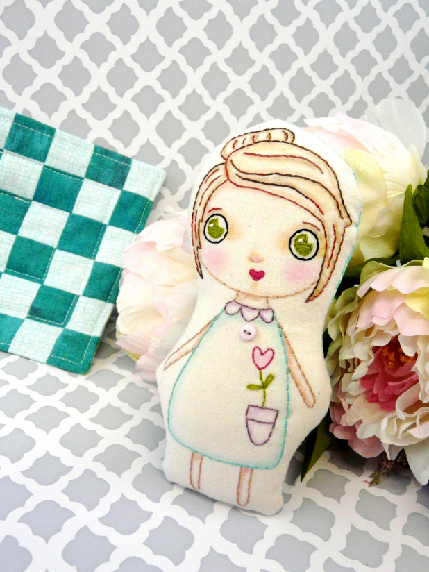 big eyed pocket doll hand embroidery pattern
