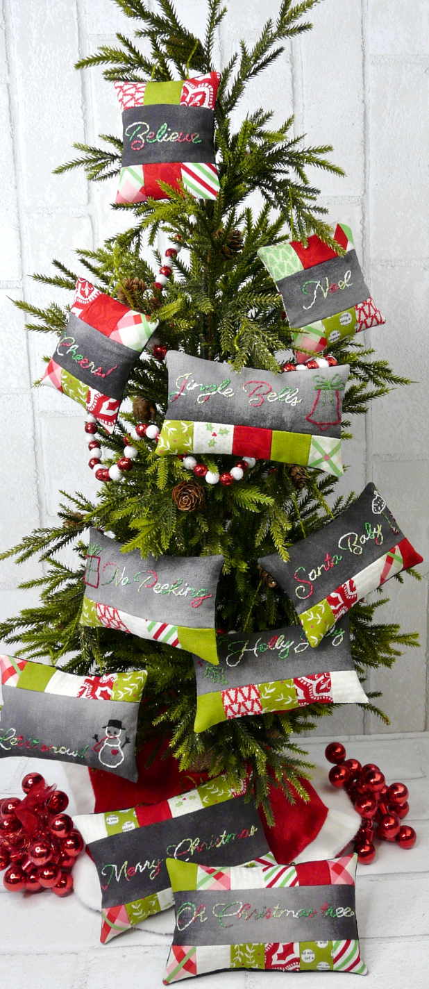 chalk board embroidery christmas ornaments pattern
