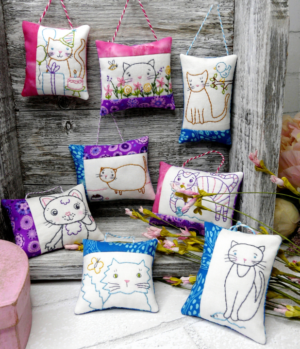 kitty cat kitten embroidery 8 designs pattern
