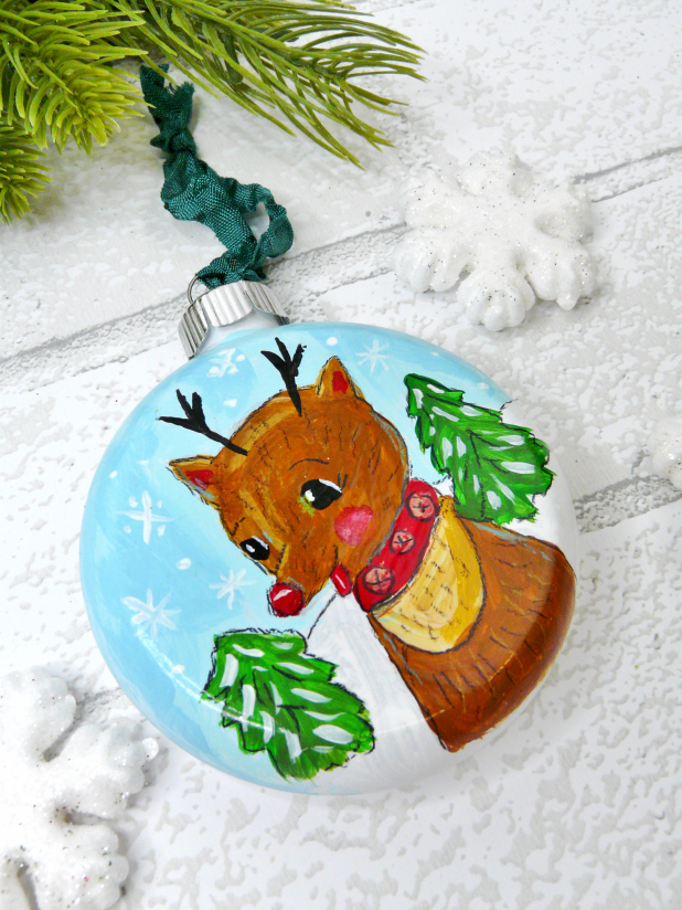 reindeer red nose ornie
