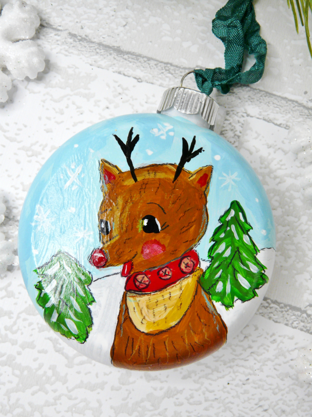 reindeer red nose ornie