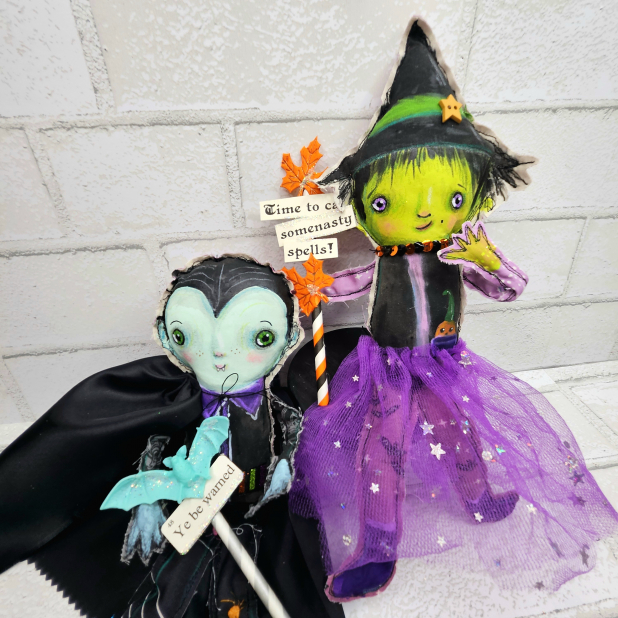 halloween art vampire doll ooak hand painted