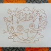 HALLOWEEN ORANGE WORK STITCHERY QUILT pattern cat