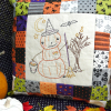 Halloween pumpkin man witch embroidery patchwork pillow pattern