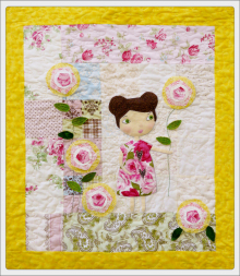 She lingers in her garden Quilt pattern rose wall hanging