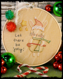 Christmas Santa bunny embroidery Pattern - jolly stitchery primitive