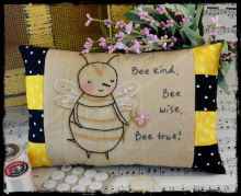 Bee kind, Bee wise, Bee true embroidery pattern pillow