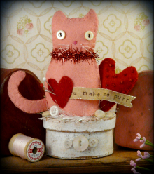 Valentine Kitty Cat Make DO pattern pincushion