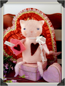 Love U...Kitty cat felt wool doll pattern, #351