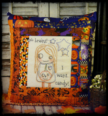 No Brains! I want candy Zombie embroidery pattern, #336