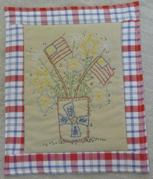 Patriotic Bouquet stitchery pattern flag