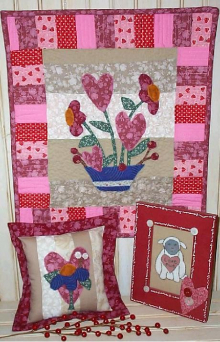 "Flowers of Love" Quilt pattern wall hanging hearts