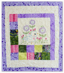 Blue bird embroidery quilt wall hanging pattern design