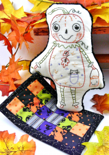 hand embroidery halloween pumpkin doll pattern