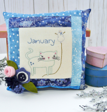 winter kitty cat snowman embroidery pattern