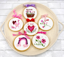 Valentine cross stitch 6 Pattern -  set hoop stitchery 448 embroidery Cross-Stit