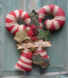 Big SPARKLING CANDY CANES & HOLLY PATTERN
