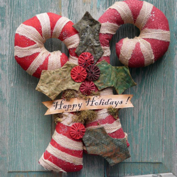 Big SPARKLING CANDY CANES & HOLLY PATTERN