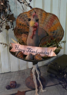Happy Thanksgiving Turkey doll Pattern banner acorn