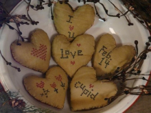 Valentine Heart ornies Faux cross-stitch Pattern bowl filler