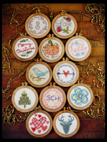 12 mini hoop necklace pendant designs #369 all holiday tiny embroidery necklace designs