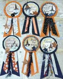 6 Halloween "Witchy" Badges pin pattern witch