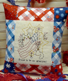Proud to be an American embroidery cat flag pattern