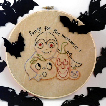 Fangs for the memories Halloween Stitchery pattern