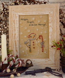 Mingle, jingle, and be merry snowman embroidery pattern