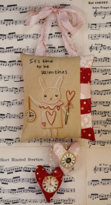 Time for Valentines pattern white rabbit clock