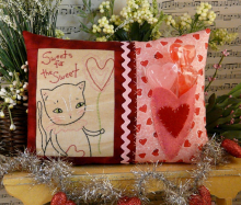 Sweets for the sweet embroidery pattern pillow pocket cat