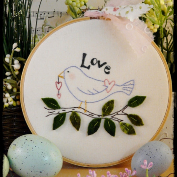Love bird spring embroidery pattern