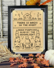 Halloween Sampler Stitchery Pattern - embroidery magic in the night prim faux cr