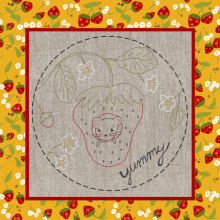 Strawberry yummy mouse Stitchery Pattern - embroidery design easy simple sum