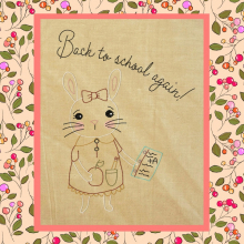 Back to School Bunny Stitchery Pattern - 443 embroidery design easy simple Apple