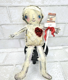 monster mummy art doll muslin painted ooak collectable