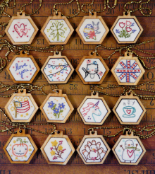 mini hexie embroidery pendant designs