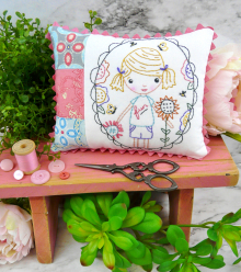 fun girl in the garden embroidery pattern