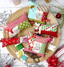 Christmas pincushions hand embroidery & fabric pattern