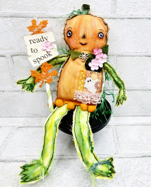 pumpkin art doll muslin painted ooak collectable