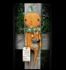Peter Pumpkin doll and kitty cat pal pattern-prim primitive halloween