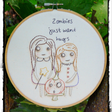 Zombies just want hugs embroidery pattern