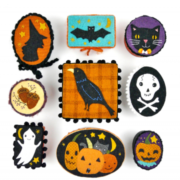 Halloween treat boxes- wool embroidery pattern- #393