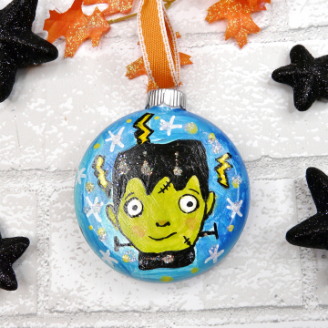 Halloween Frankenstein ornament - lightening - Monster Mash! saying